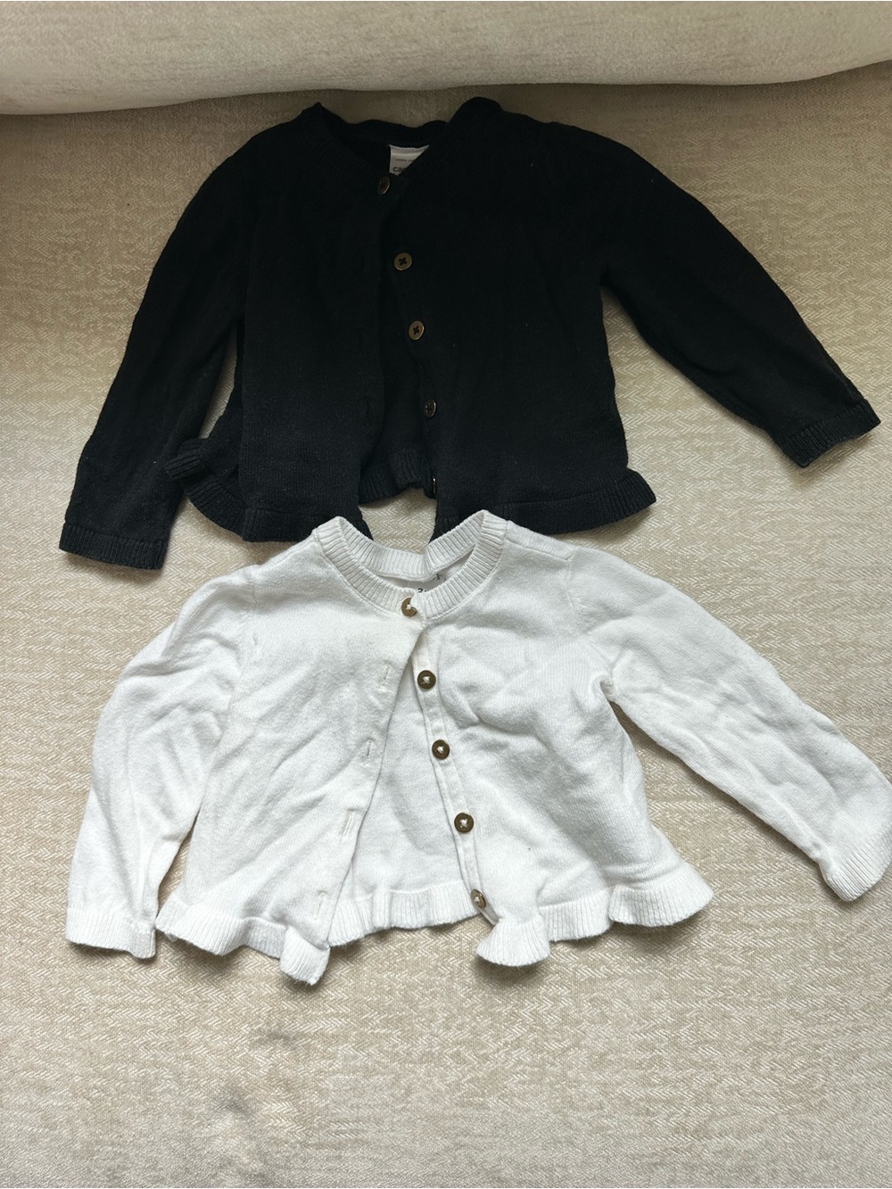 Carter's Black & White Button-Front Knit Cardigan Set